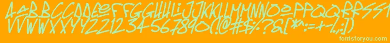 Fonte Oldschool Tag Italic – fontes verdes em um fundo laranja