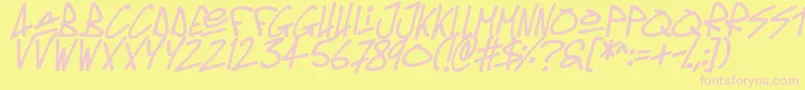 Шрифт Oldschool Tag Italic – розовые шрифты на жёлтом фоне