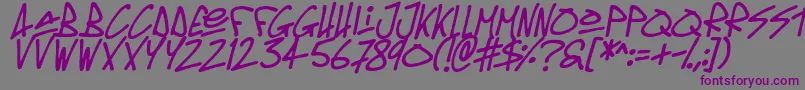Oldschool Tag Italic-Schriftart – Violette Schriften auf grauem Hintergrund
