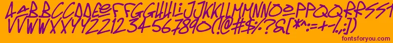 Шрифт Oldschool Tag Italic – фиолетовые шрифты на оранжевом фоне