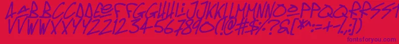 Oldschool Tag Italic Font – Purple Fonts on Red Background