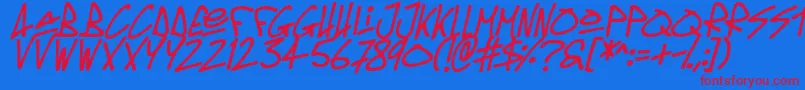 フォントOldschool Tag Italic – 赤い文字の青い背景