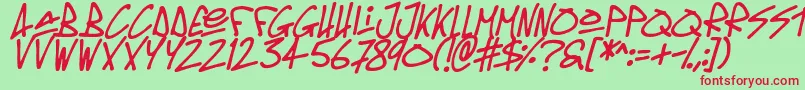 Oldschool Tag Italic Font – Red Fonts on Green Background