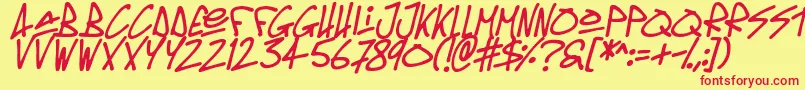 Oldschool Tag Italic Font – Red Fonts on Yellow Background