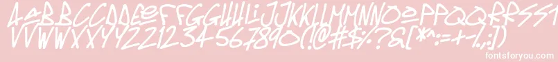 Oldschool Tag Italic-Schriftart – Weiße Schriften auf rosa Hintergrund