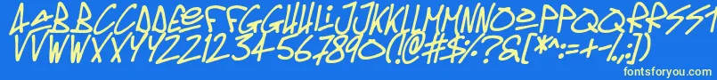 Oldschool Tag Italic Font – Yellow Fonts on Blue Background