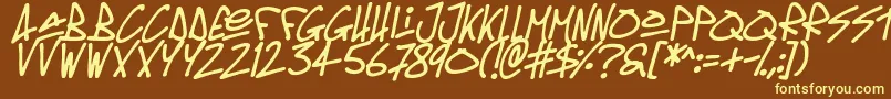 Oldschool Tag Italic-Schriftart – Gelbe Schriften auf braunem Hintergrund