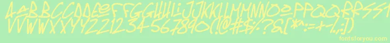 Oldschool Tag Italic Font – Yellow Fonts on Green Background