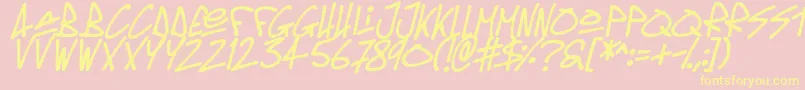 Oldschool Tag Italic-Schriftart – Gelbe Schriften auf rosa Hintergrund