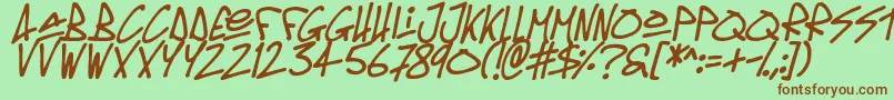 Fonte Oldschool Tag Italic – fontes marrons em um fundo verde