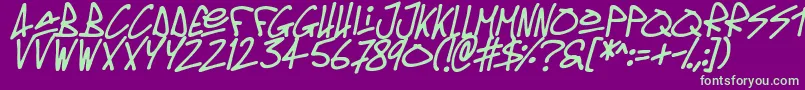 Oldschool Tag Italic-fontti – vihreät fontit violetilla taustalla