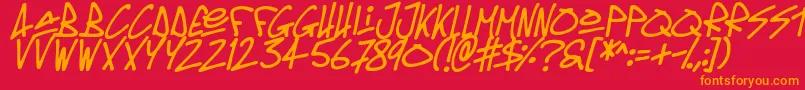 Oldschool Tag Italic Font – Orange Fonts on Red Background