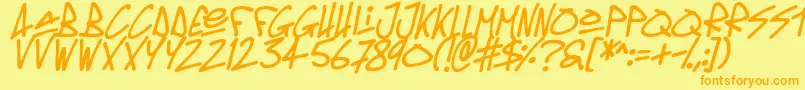 Oldschool Tag Italic Font – Orange Fonts on Yellow Background