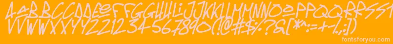 Oldschool Tag Italic Font – Pink Fonts on Orange Background