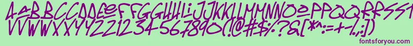 Oldschool Tag Italic Font – Purple Fonts on Green Background