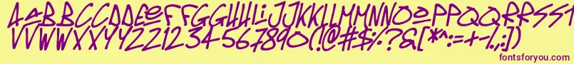 Oldschool Tag Italic Font – Purple Fonts on Yellow Background