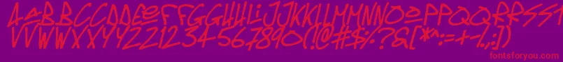 Oldschool Tag Italic Font – Red Fonts on Purple Background