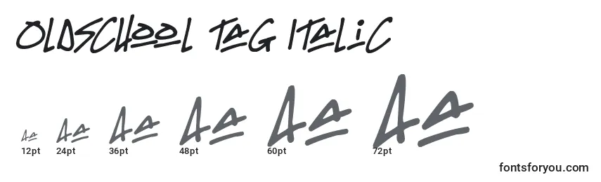 Размеры шрифта Oldschool Tag Italic (135990)