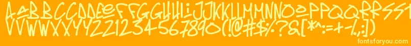 Oldschool Tag Font – Yellow Fonts on Orange Background