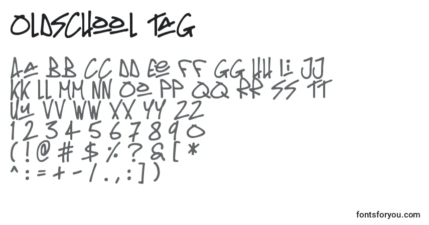 A fonte Oldschool Tag (135992) – alfabeto, números, caracteres especiais