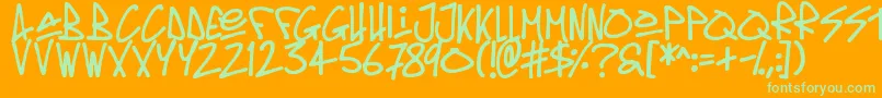 Oldschool Tag Font – Green Fonts on Orange Background