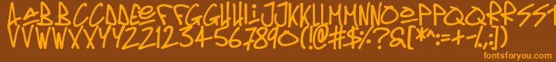 Oldschool Tag Font – Orange Fonts on Brown Background