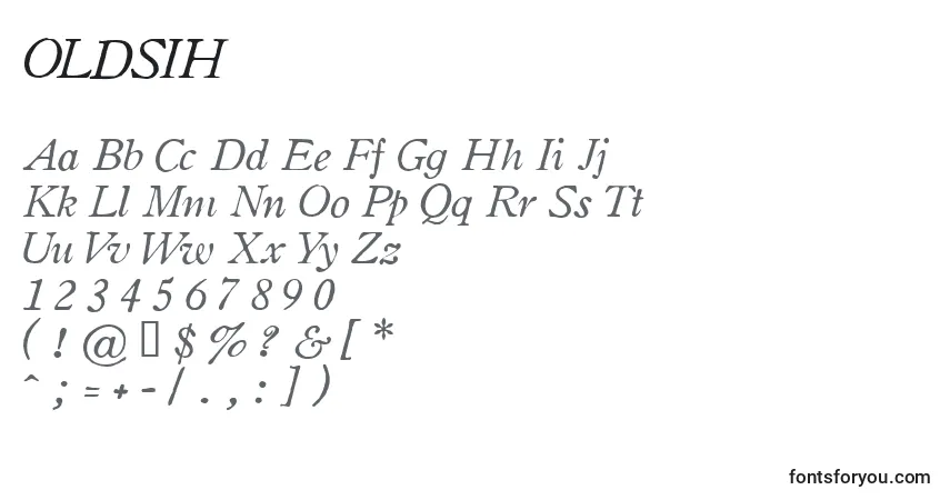 Czcionka OLDSIH   (135994) – alfabet, cyfry, specjalne znaki