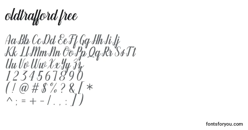 Oldtrafford free-fontti – aakkoset, numerot, erikoismerkit