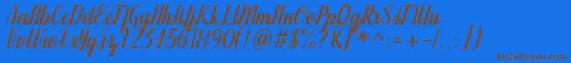 oldtrafford free-Schriftart – Braune Schriften auf blauem Hintergrund