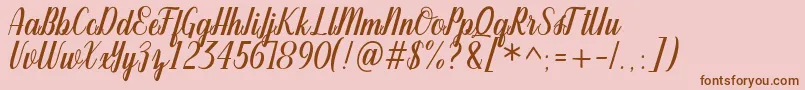 oldtrafford free-Schriftart – Braune Schriften auf rosa Hintergrund