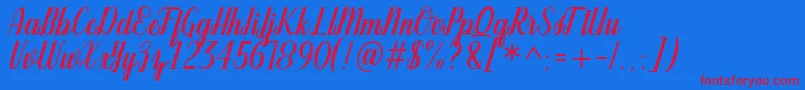 oldtrafford free-Schriftart – Rote Schriften auf blauem Hintergrund