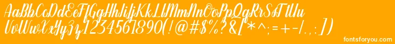 oldtrafford free-Schriftart – Weiße Schriften auf orangefarbenem Hintergrund