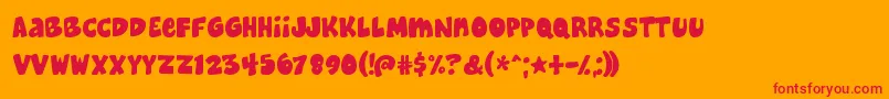 Cheeseburger-Schriftart – Rote Schriften auf orangefarbenem Hintergrund