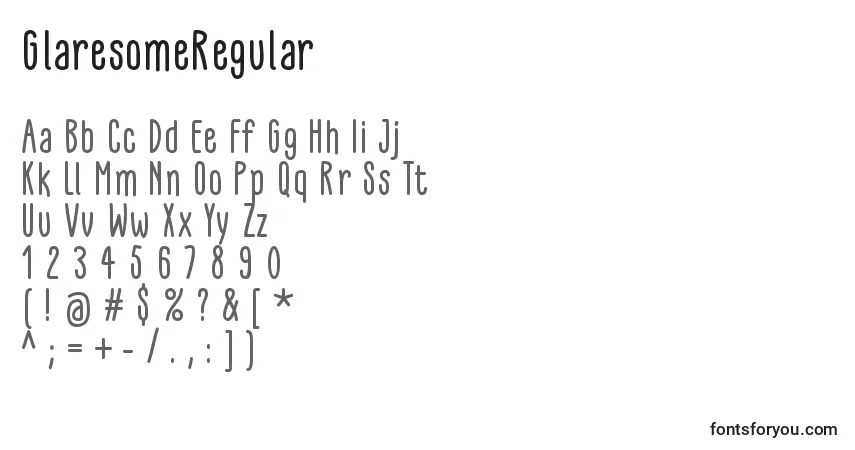 characters of glaresomeregular font, letter of glaresomeregular font, alphabet of  glaresomeregular font