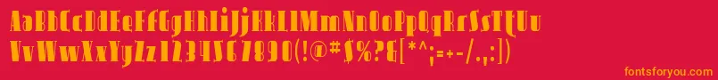 フォントAvond03 – 赤い背景にオレンジの文字