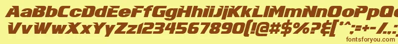 フォントInfiniteJustice – 茶色の文字が黄色の背景にあります。