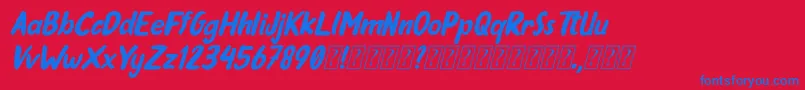 フォントOleander Cakes Italic – 赤い背景に青い文字