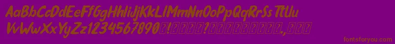 Шрифт Oleander Cakes Italic – коричневые шрифты на фиолетовом фоне