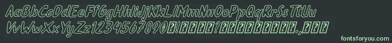 Oleander Cakes Outline Italic Font – Green Fonts on Black Background