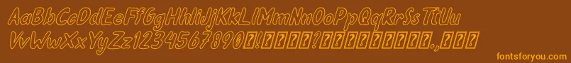 フォントOleander Cakes Outline Italic – オレンジ色の文字が茶色の背景にあります。