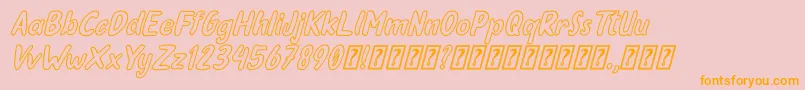 Oleander Cakes Outline Italic-Schriftart – Orangefarbene Schriften auf rosa Hintergrund