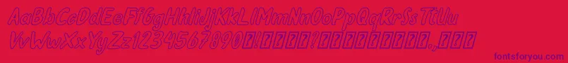 Шрифт Oleander Cakes Outline Italic – фиолетовые шрифты на красном фоне