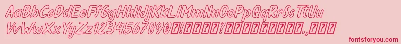 フォントOleander Cakes Outline Italic – ピンクの背景に赤い文字