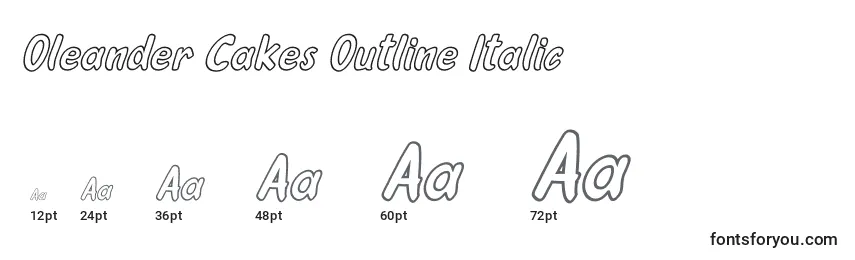 Größen der Schriftart Oleander Cakes Outline Italic