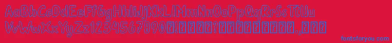Oleander Cakes Outline-Schriftart – Blaue Schriften auf rotem Hintergrund
