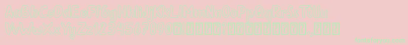 Oleander Cakes Outline Font – Green Fonts on Pink Background