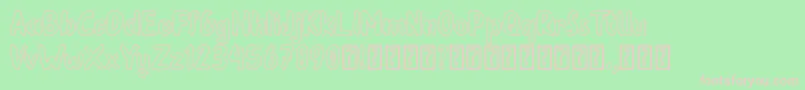フォントOleander Cakes Outline – 緑の背景にピンクのフォント