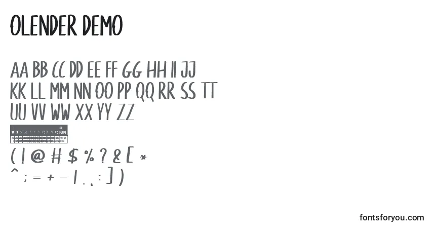 Шрифт Olender Demo – алфавит, цифры, специальные символы
