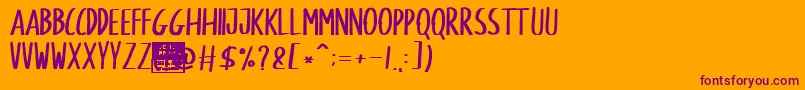 Olender Demo-Schriftart – Violette Schriften auf orangefarbenem Hintergrund