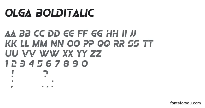 Шрифт Olga BoldItalic – алфавит, цифры, специальные символы